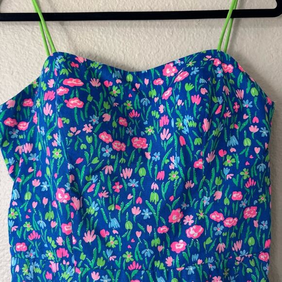 Vintage Seawaves Blue & Pink Floral Swimsuit Romper Size 8 - Picture 2 of 9